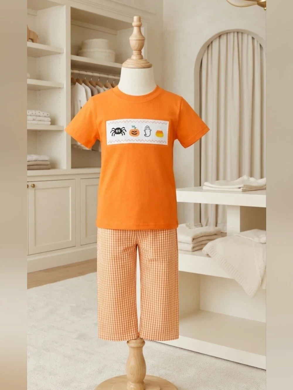 Rylee Faith Designs Boys Smocked Halloween 2-Piece Pants Set Size 4